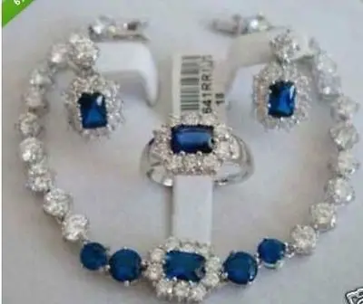 

hot sell new - Fashion Jewellery Women's Set Blue Stone bracelet earring ring watch wholesale Quartz