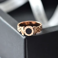 yun ruo rose gold color black roman numerals couple ring for woman man gift party stainless steel jewelry top quality never fade