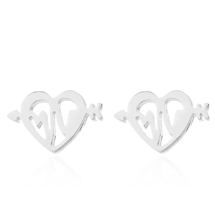 Silver Earrings Yiustar электрокардиограмма ЭКГ подвеска в форме лошадиной головы ожерелья для женщин из нержавеющей стали ожерелья Модные ювелирные изделия цепочка чокер - Окраска металла: Silver Earrings