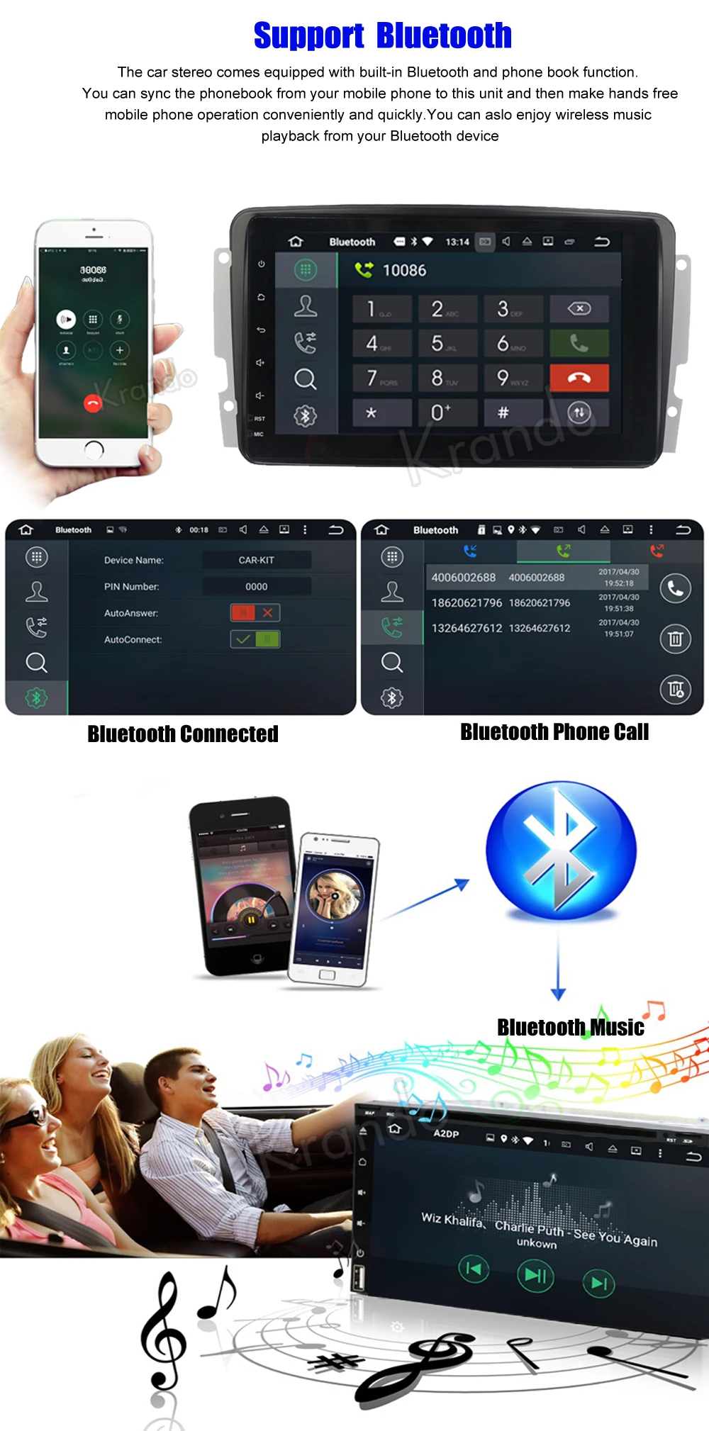 Автомобильный радиоприемник Krando Android 8 0 дюймов 32 Гб ROM для BENZ C-W203 2000-2005 gps навигатор