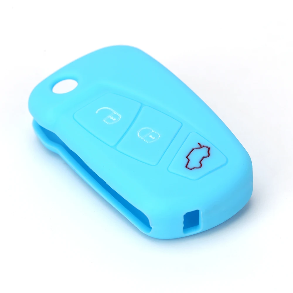 Silicone car key fob case cover set shell skin shirt for ford Mondeo Fiesta Focus C-Max KA GALAXY 3 buttons flip folding remote |