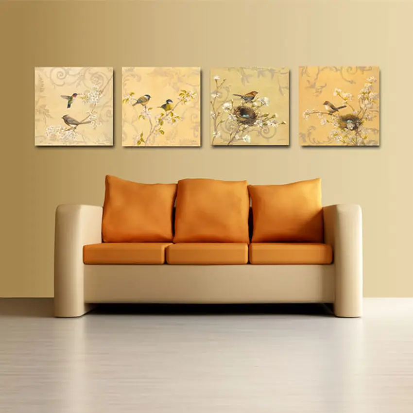 

4 Panel Wall Art Painting Pictures Print on Canvas the Picture for Home Modern Decoration Piece Floral and Birds