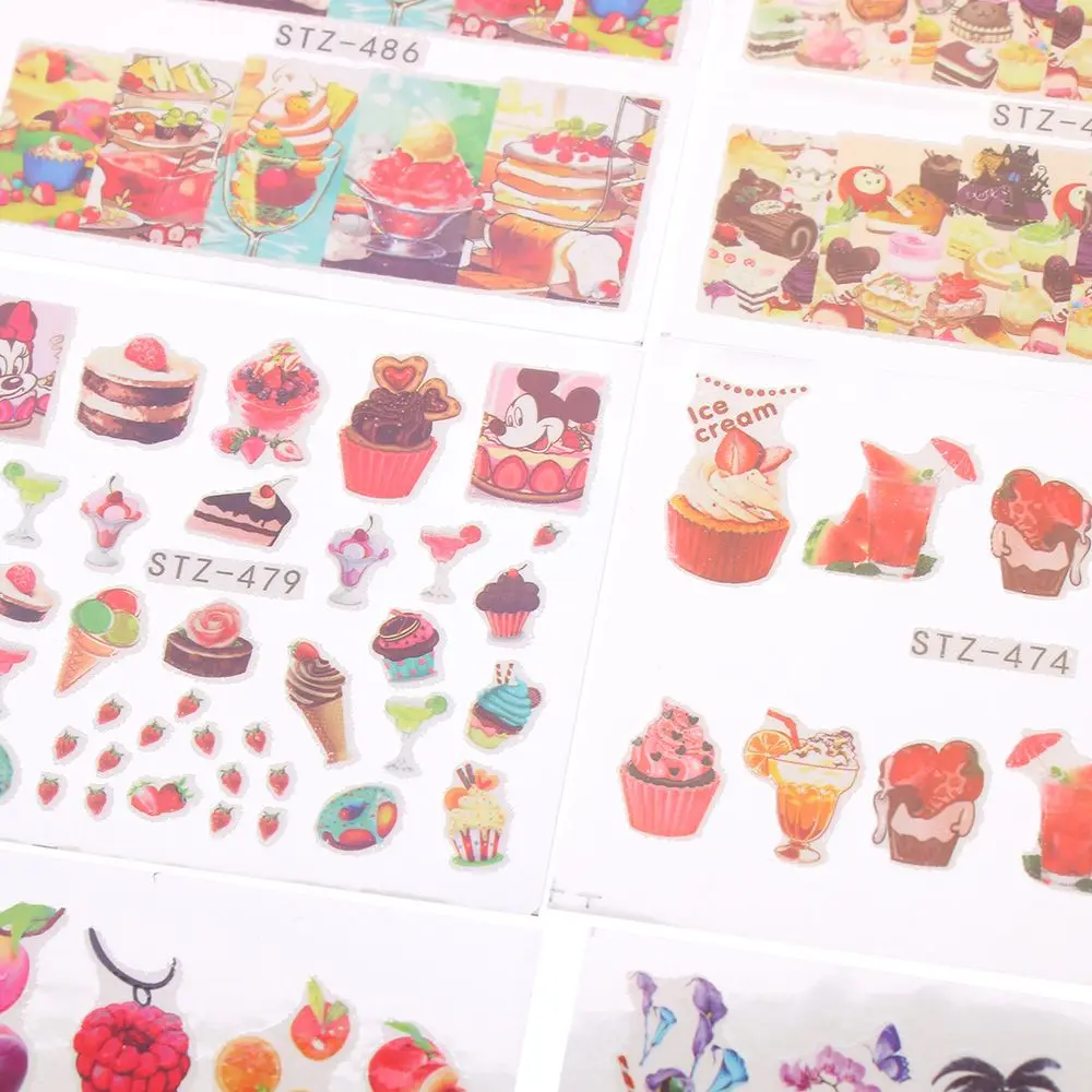

18 Sheets Summer Fruits Cake Ice-cream Water Nail Art Stickers Decals Gel Polish