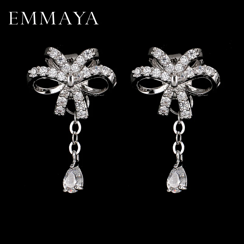 Серьги EMMAYA высокого качества с бантом и фианитом AAA модные ювелирные украшения