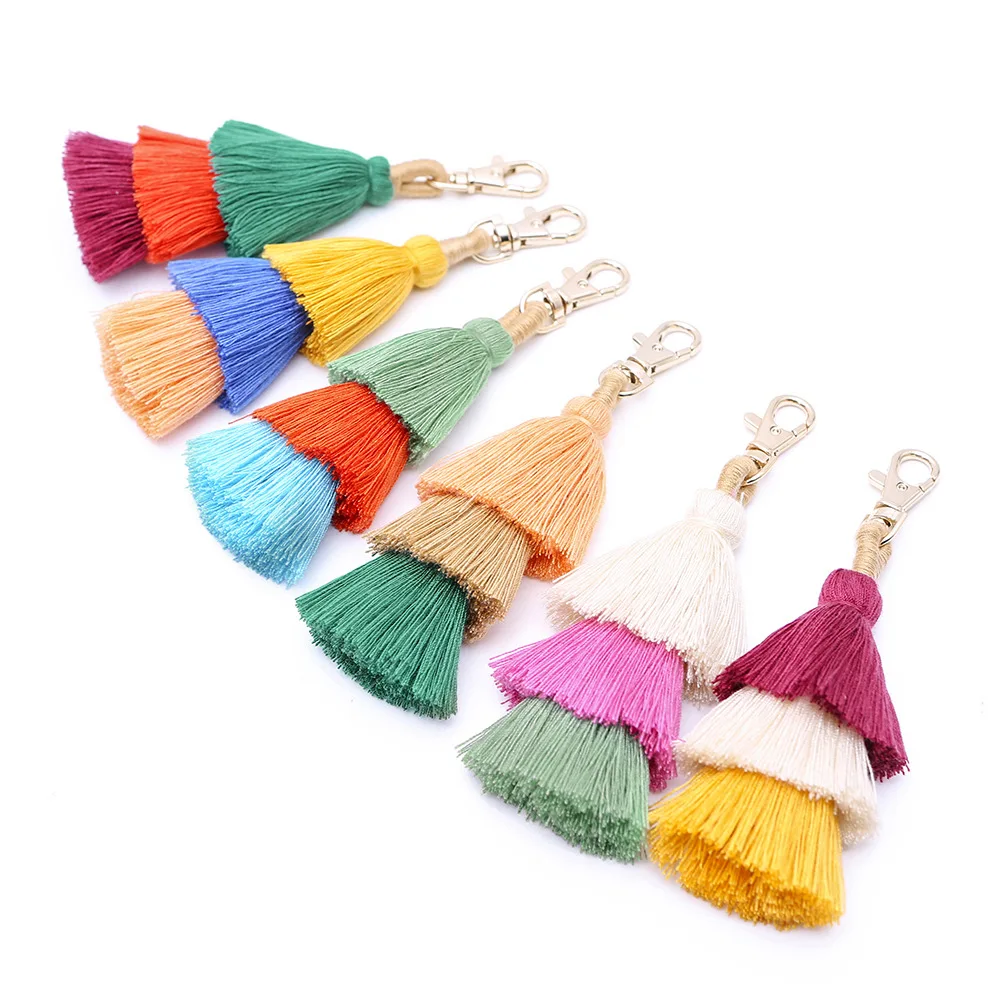 2019 fashion bohemian style simple new handmade white red tassel keychain lady bag or car pendant key ring jewelry gift | Украшения и