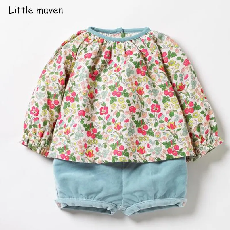 Комплект детской одежды Little maven Осенний хлопковый топ для девочек футболка с