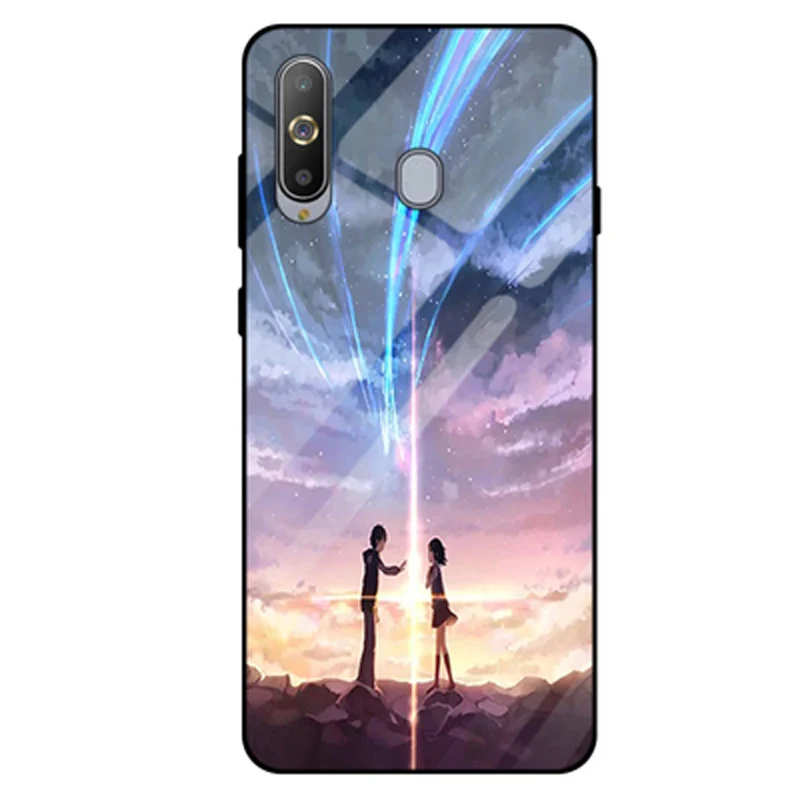 Для samsung galaxy A8S G8870 чехол звездное небо закаленное стекло+ ТПУ Край тонкий Жесткий задний Чехол SM-G8870 чехол