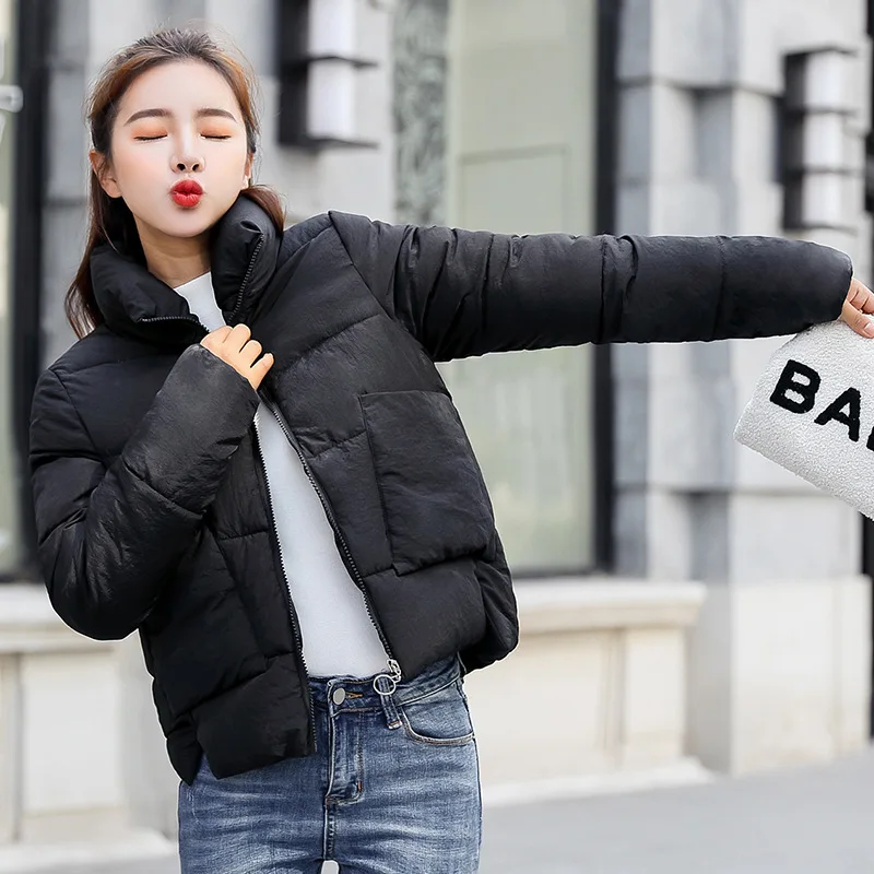 

Korean Winter Jacket Women Female Jacket Coat White Black Fashion Cotton Coat Parka Casual Slim Zipper Pocket Outwear Parka