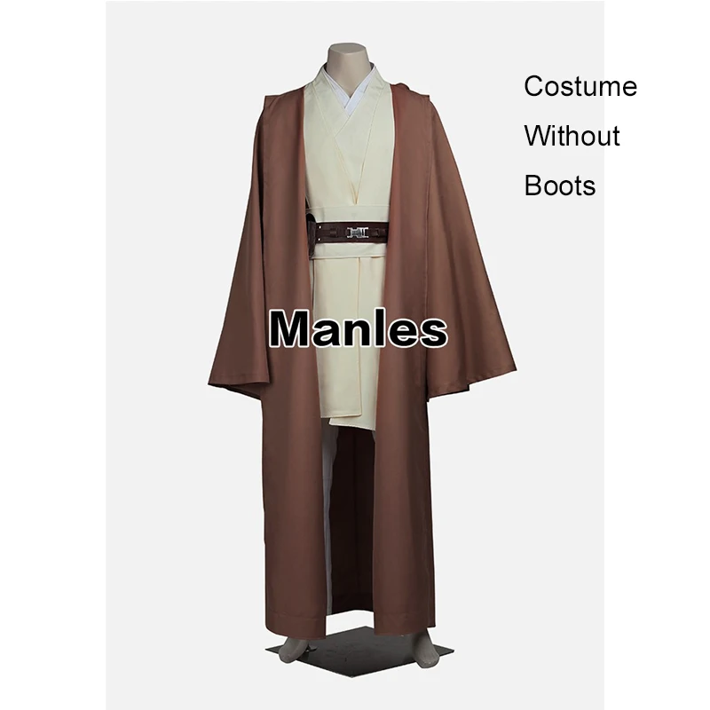 Рыцарь-джедай Obi-Wan костюм Кеноби Звездные войны джедай Туника Косплей Костюм джедай Туника халат костюм с плащом Хэллоуин на заказ - Цвет: Cosutme Without Boot