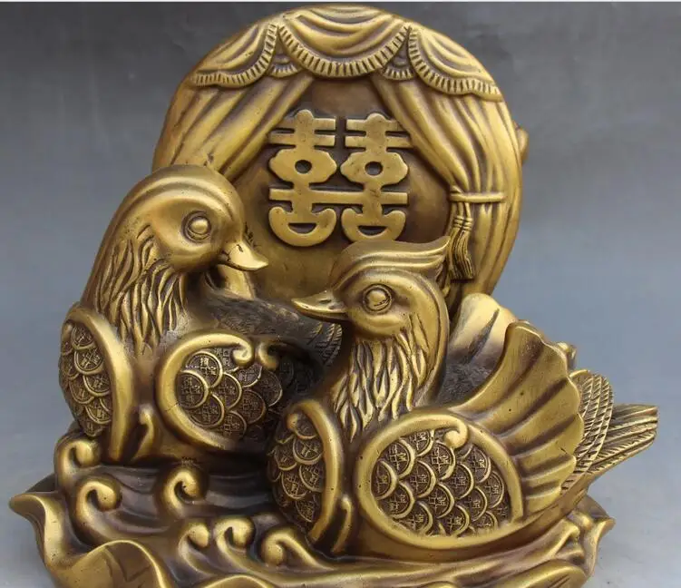 БЕСПЛАТНО 10 &quotКитайский фэн шуй бронза благоприятный мандарин статуя утки