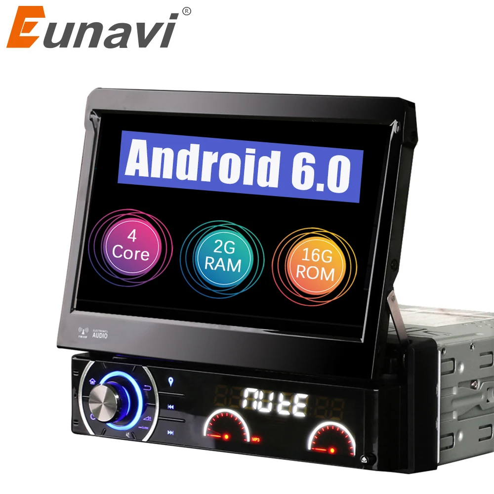 Eunavi Quad core чистый андроид 6 0 автомобиль DVD gps радио playe Универсальный 1 Din с WI-FI 4 г
