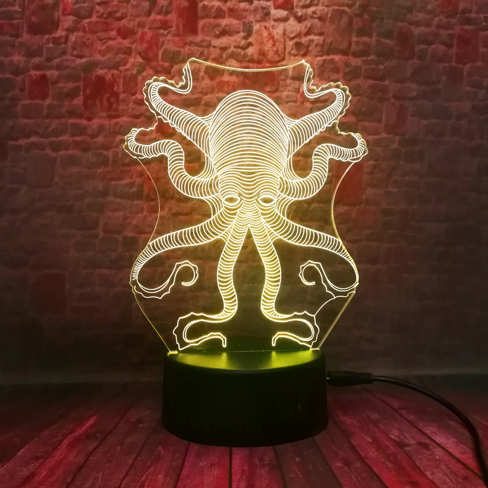 Новый 3D подводный мир рыбы акулы осьминог Кит 7 видов цветов изменение ночного