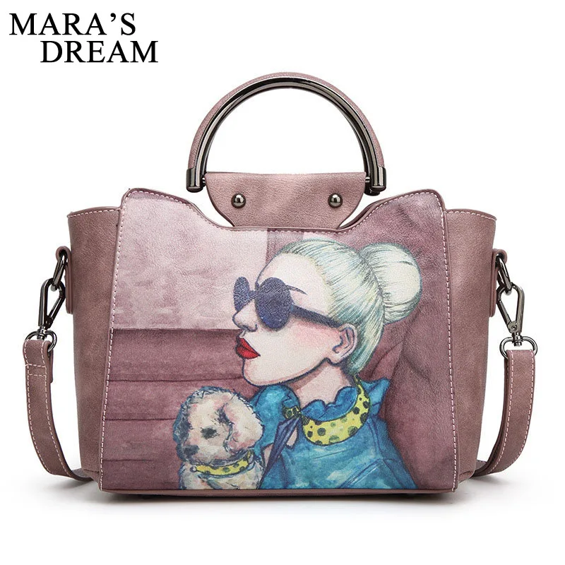 Mara's Dream 2018 Oil Picture Pattern Women Bag Fashion PU Leather Handbag Casual Shoulder Bags | Багаж и сумки