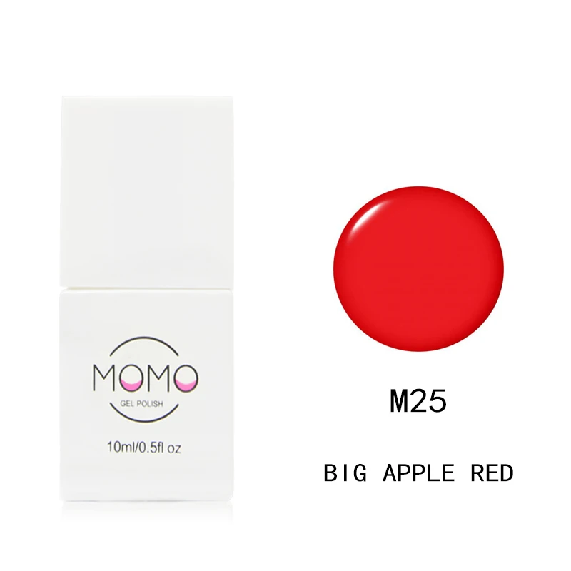 M25 Apple Red Momo, 10 мл, Гель-лак для ногтей, лак, свежий цвет, Vernis, полуперманентный Маникюр для дизайна ногтей, замочить от УФ-гибрида, чистый лак для ногтей - Цвет: M25 Apple Red