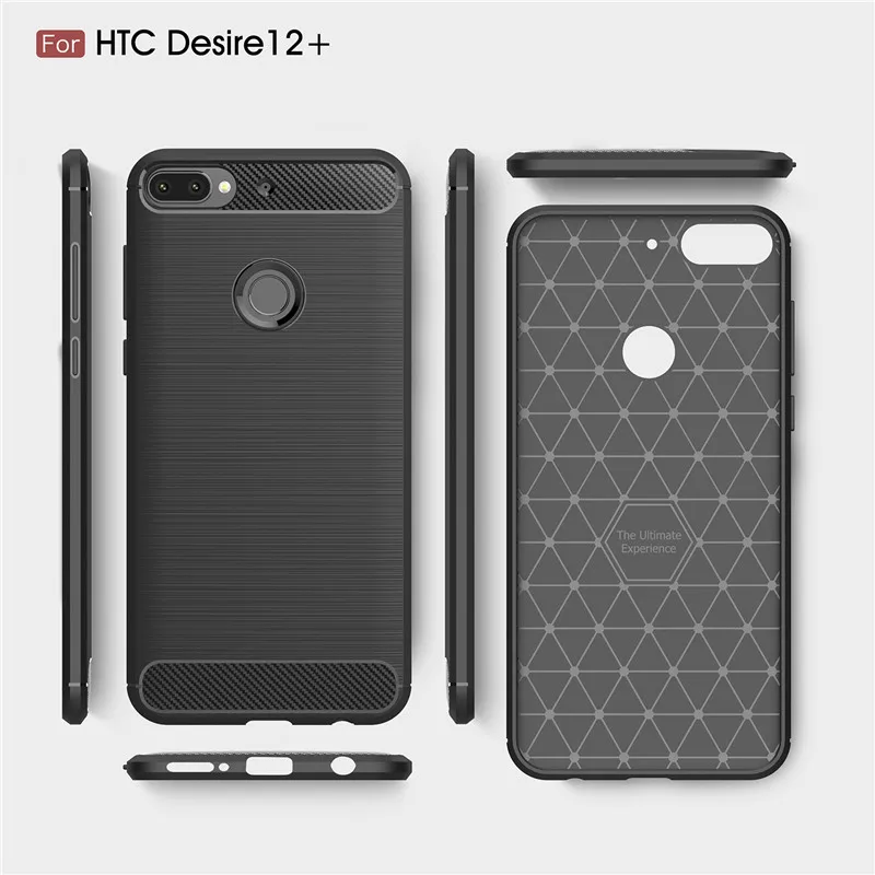 A.spanice For HTC Desire 12 Plus Armor Carbon Fiber Texture Brushed Soft TPU Back Cover 12+ Case 6.0inch | Мобильные телефоны и