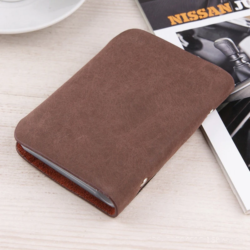 

Hasp Business Card&ID Holder Wallet For Credit Cards Unisex Nubuck Genuine Leather Fold Slots Wallet Cover Bags Credit Holder