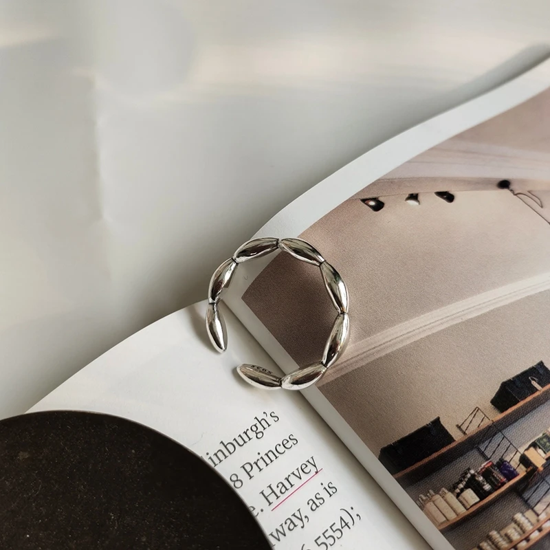 LouLeur 925 sterling silver Olive rings minimalist texture 2019 new Korea open for women fashionable jewelry gift | Украшения и
