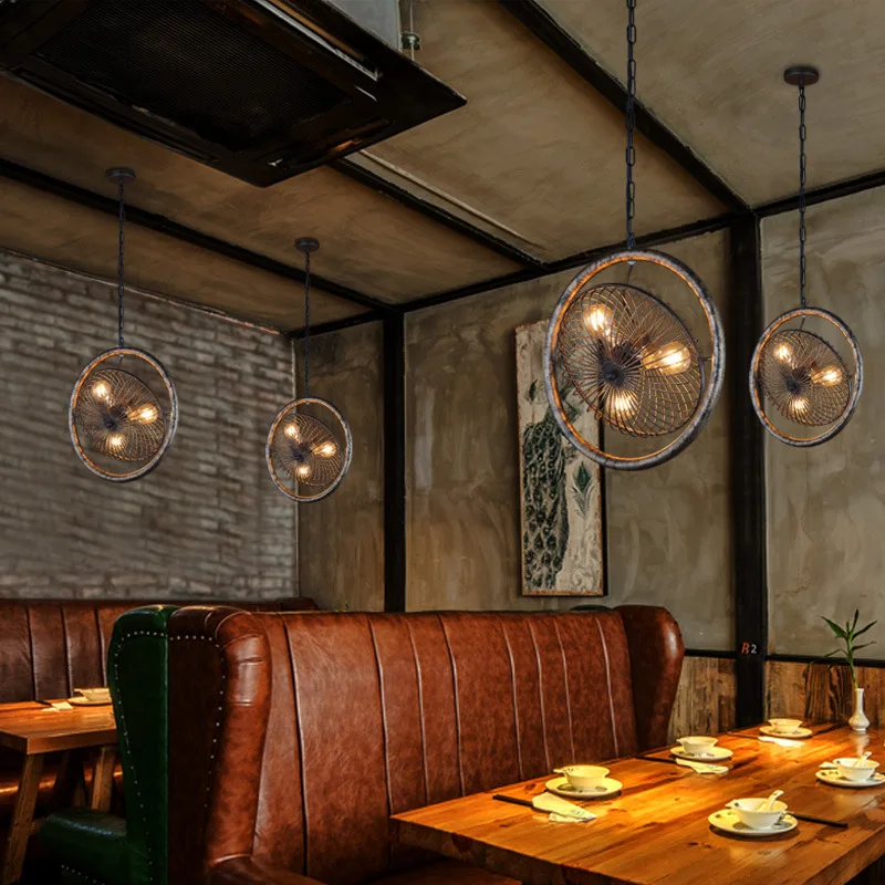 Подвесной светильник в стиле ретро с электрическим вентилятором E27 сельская