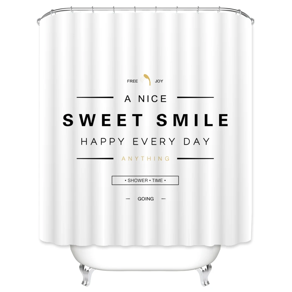 Штора для душа Sweet Smile черно белая простая ванны моющаяся Водонепроницаемая