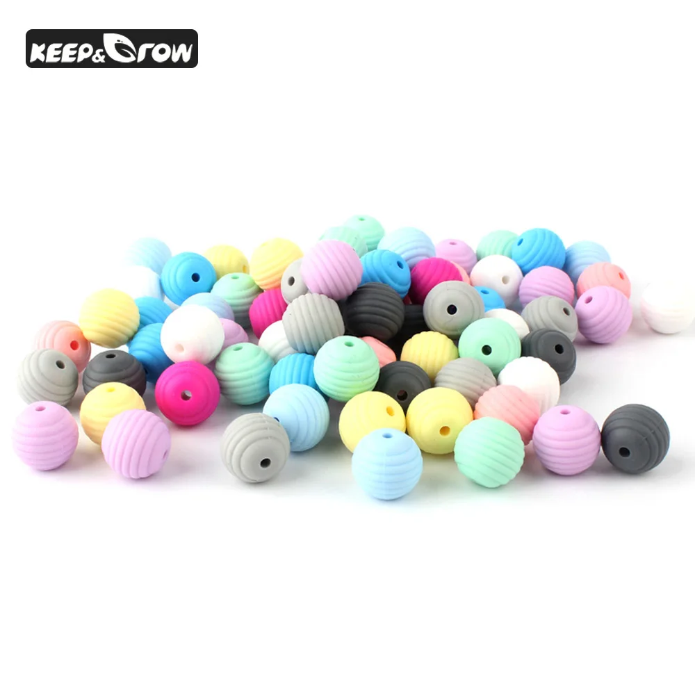 1000Pcs Round Screw Thread Silicone Beads Baby Teething Necklace Food Grade Baby Teether DIY Pacifier Chain Making Accessories