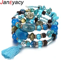 janeyacy vintage tassel resin stone bracelets womens ethnic multilayer beads bracelet bohemian womens bracelet jewelry pulsera