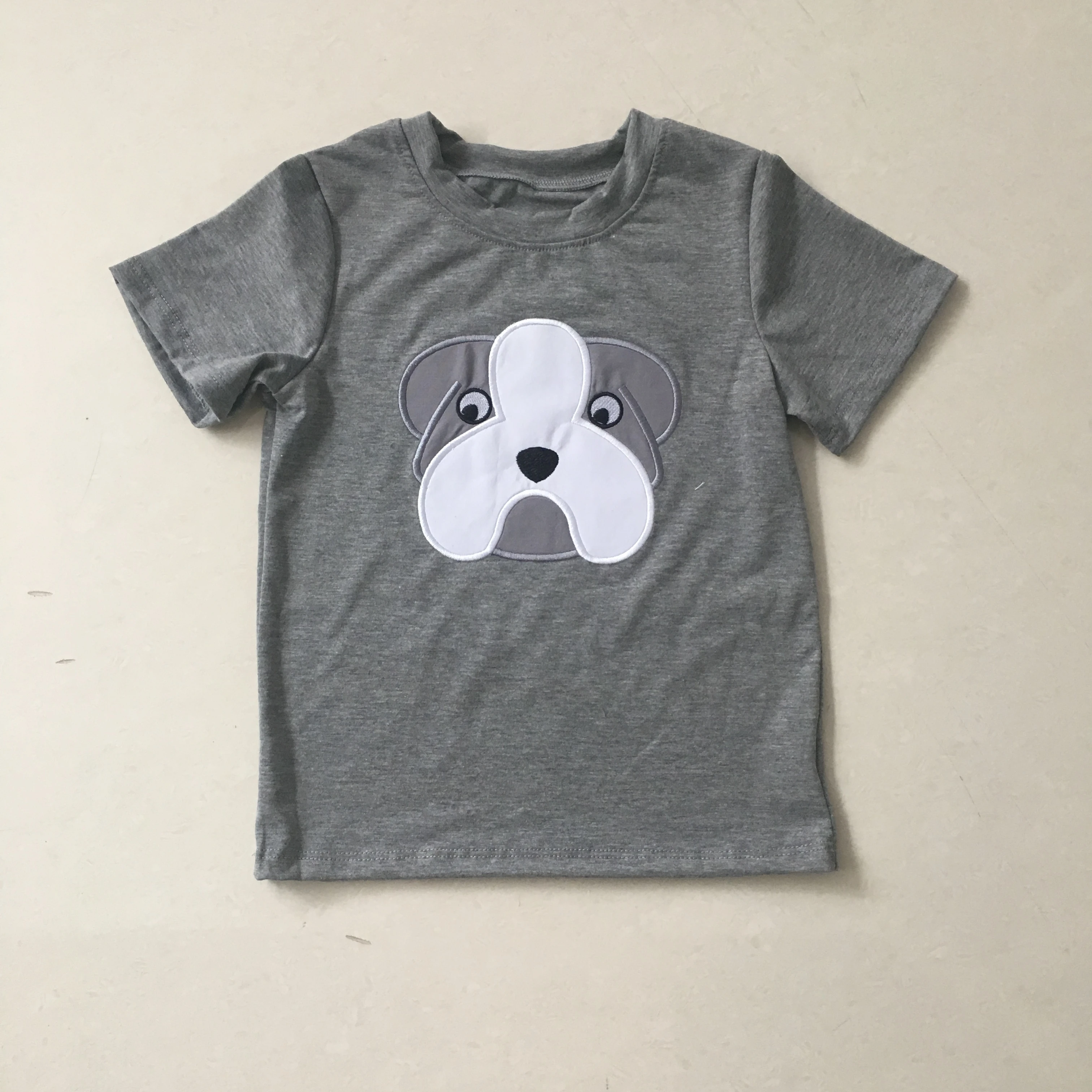 Puresun Hot Sale Football Boy Outfit Set High Quality Bulldog Embroidery Gray T-shirt Strpied Shorts Clothing | Детская одежда и