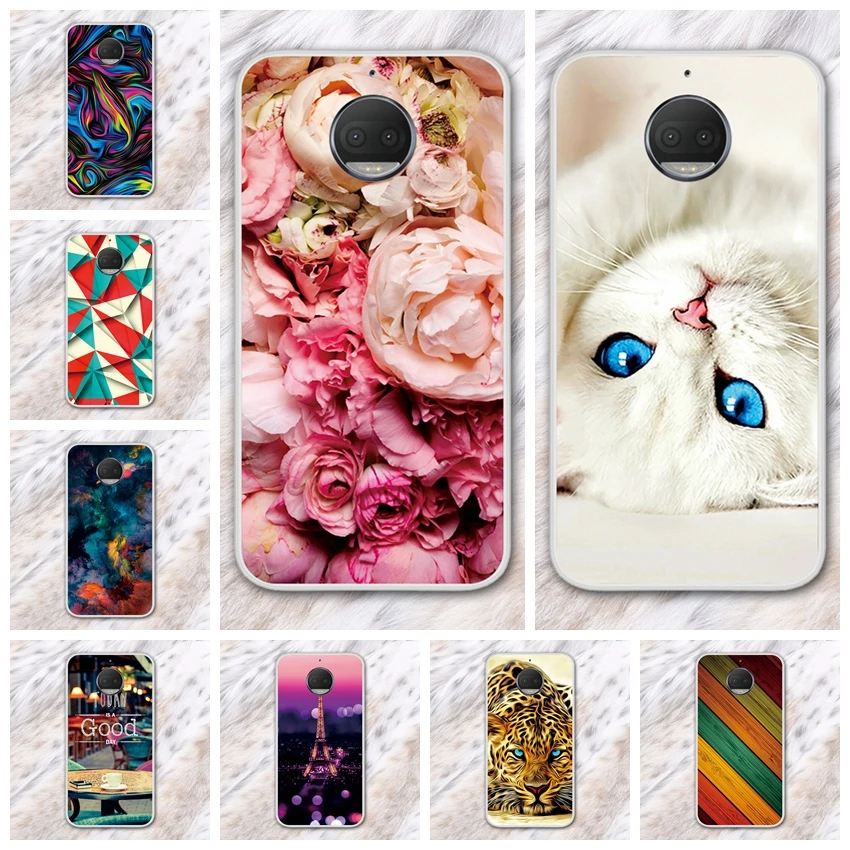 Для Moto G5S силиконовый чехол мягкий симпатичный из ТПУ Cat модные цветочные картины