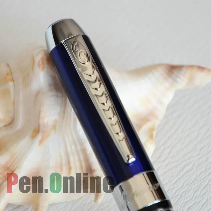 Шариковая ручка JINHAO 250 эксклюзивная темно синяя серебристая отделка и зажим|roller