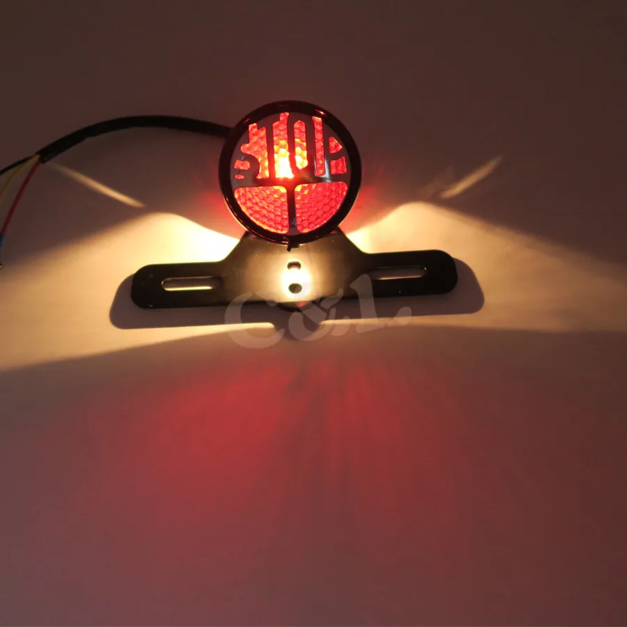 Мотоциклетная черная стоп винтажная лампа номерного знака задний стоп-сигнал
