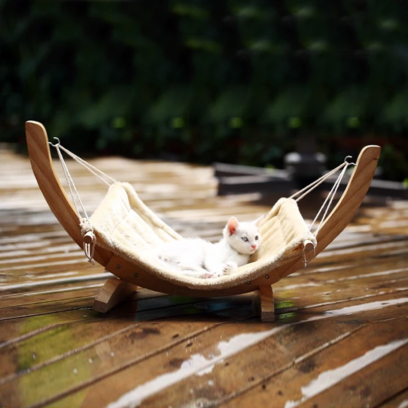 Совершенно новый 100% чистый деревянный кошачье гнездо Дышащий моющийся Гамак для