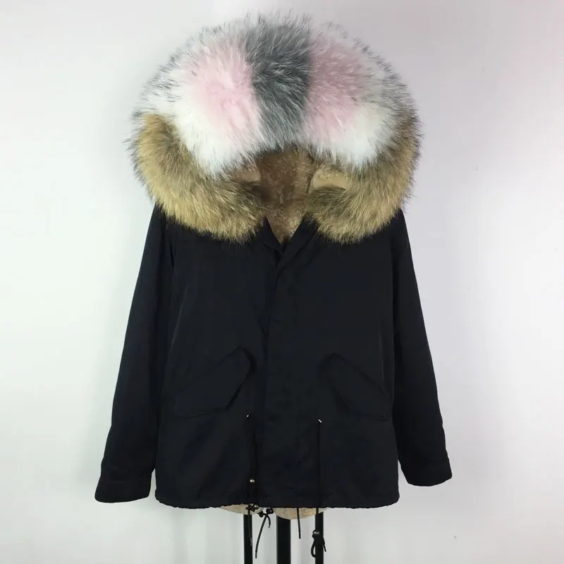 Fashion Black Women Winter Short fur Jacket S-4XL Size Natural Color Raccoon Hooded Wind Parka Casual | Женская одежда