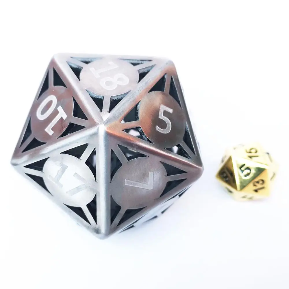 Rollooo 55 мм Пустой Металла кости отдельных гигантский D20 умирают 140 г полые