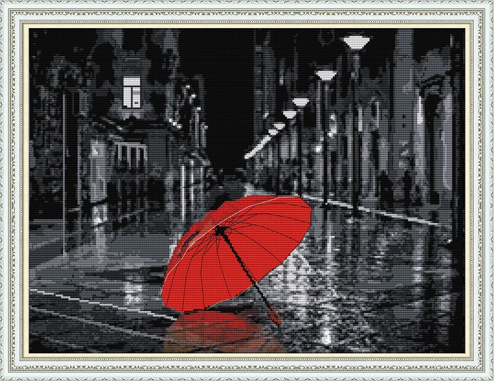 

The streets after the rain cross stitch kit aida 14ct 11ct count print canvas stitches embroidery DIY handmade