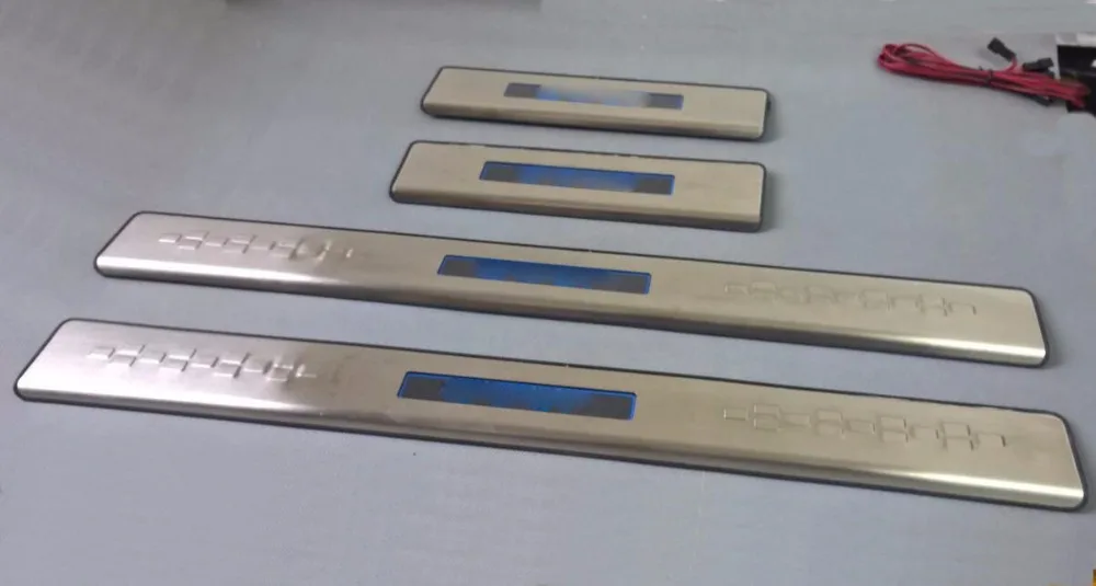 Нержавеющая сталь LED синий свет Добро пожаловать педаль порога крышка Накладка