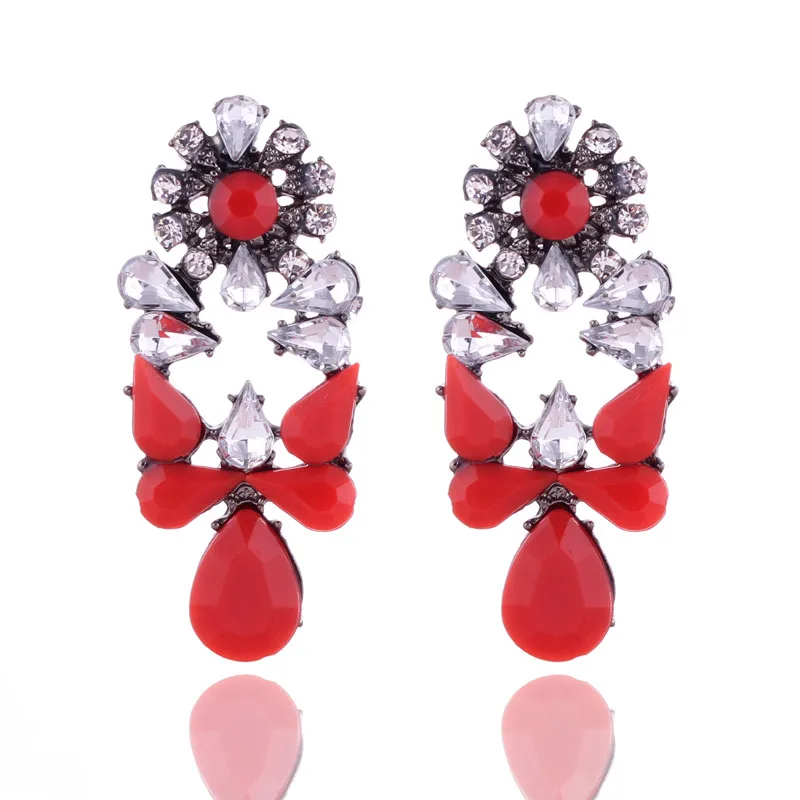4 Цвета Новое поступление симметричные цветочные серьги со стразами Boho