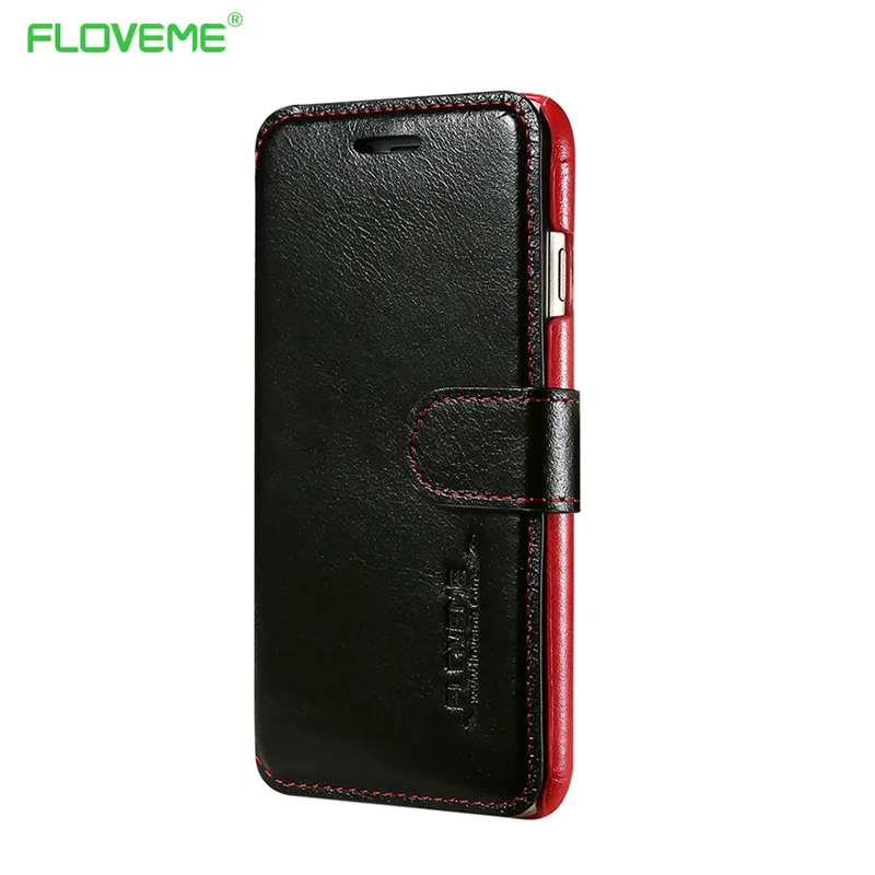 FloveMe Luxury Brand Wallet Case for iPhone 7 Genuine Real Leather Card Slots Holder Cover iphone Plus Coque | Мобильные телефоны и