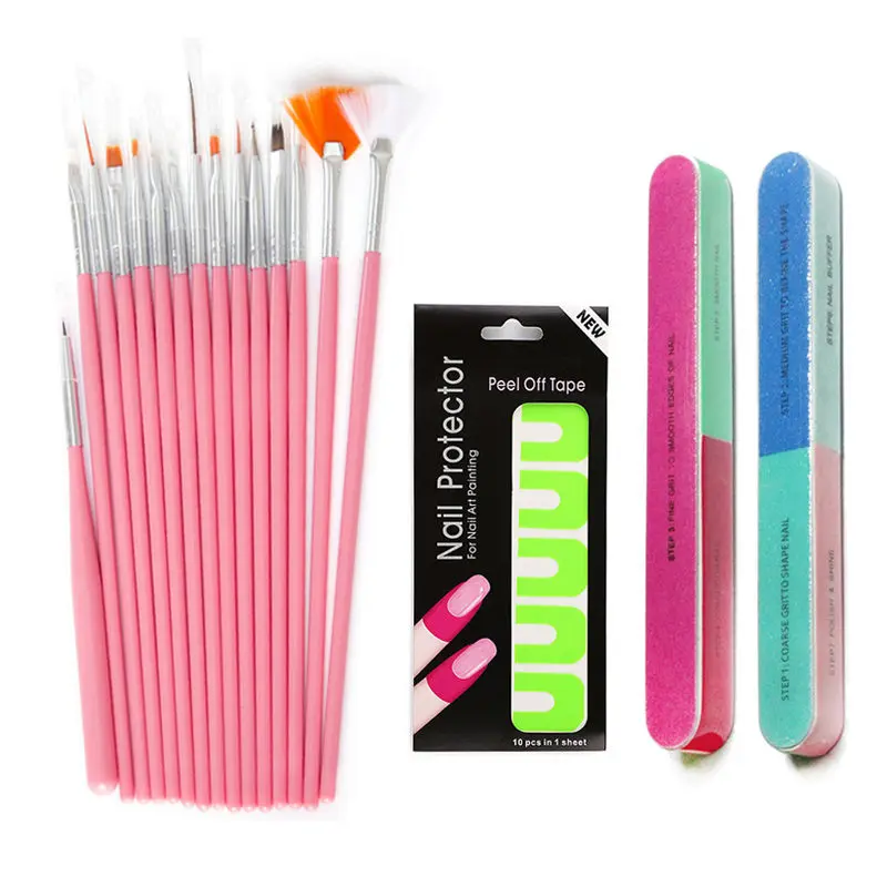 Bittb Nail Art Manicure Kits Nail Polish Varnish Protector Holder Nail Art Dotting Pen 15pcs Painting Brushes Decoration Tools - Цвет: SETP013