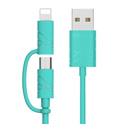 Green USAMS Micro usb кабель быстрое зарядное устройство Usb зарядный кабель для iPhone 8 8 plus кабель usb - Цвет: Green