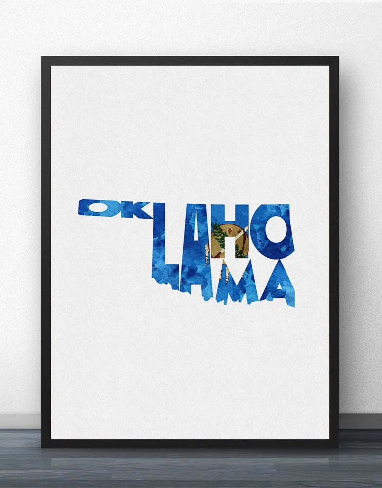 Typo флаг карта город Карта стены Искусство Краска Настенный декор холст