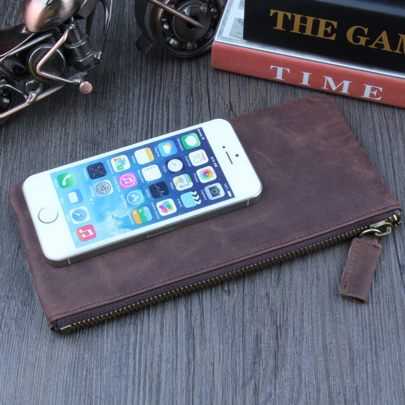 Однотонный винтажный кошелек из натуральной кожи с гарантией Mubuck мужские Клатчи