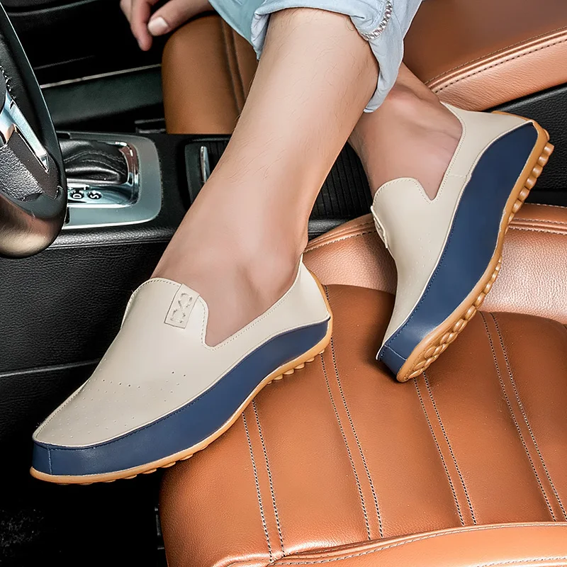 High Quality Flats Brand Spring and Autumn Causal Shoes Men Loafers Leather Moccasins Driving Big size 36-47 | Обувь
