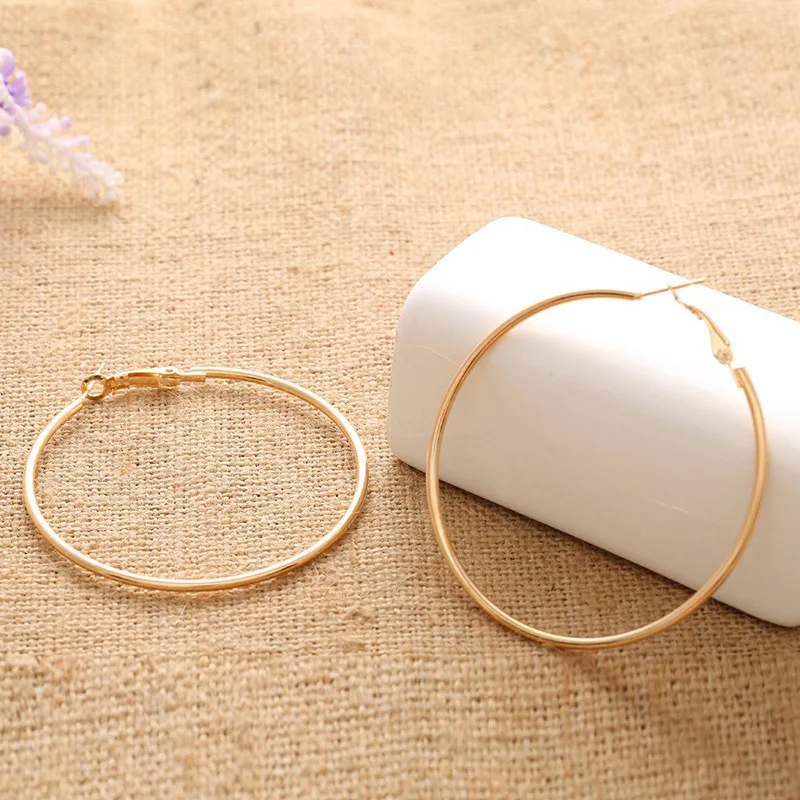 Trendy New Hoop Earring Women's Big Circle Smooth Brand Loop Exaggerative Earrings Wedding Party Jewelry Accessories Gifts | Украшения