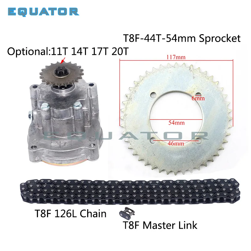54inner Dia 44T SET T8F барабан сцепления коробка передач Звездочка с цепью для 33cc 43cc 49cc Ty Rod II Go Kart мини мото байк скутер Xtreme ATV багги - Цвет: 54inner Dia 44T SET