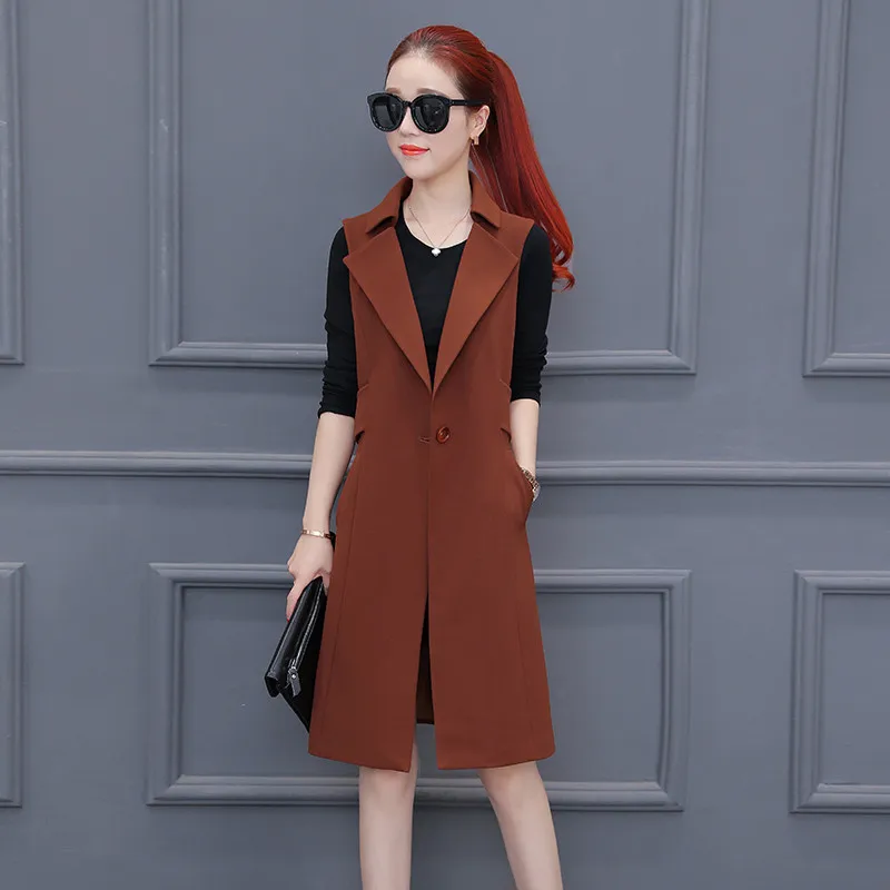 Fashion Autumn Long Waistcoat Women Vest 2018 Plus size Elegant Sleeveless Coat Black Suit Jacket Slim Ladies Clothes 3XL | Женская