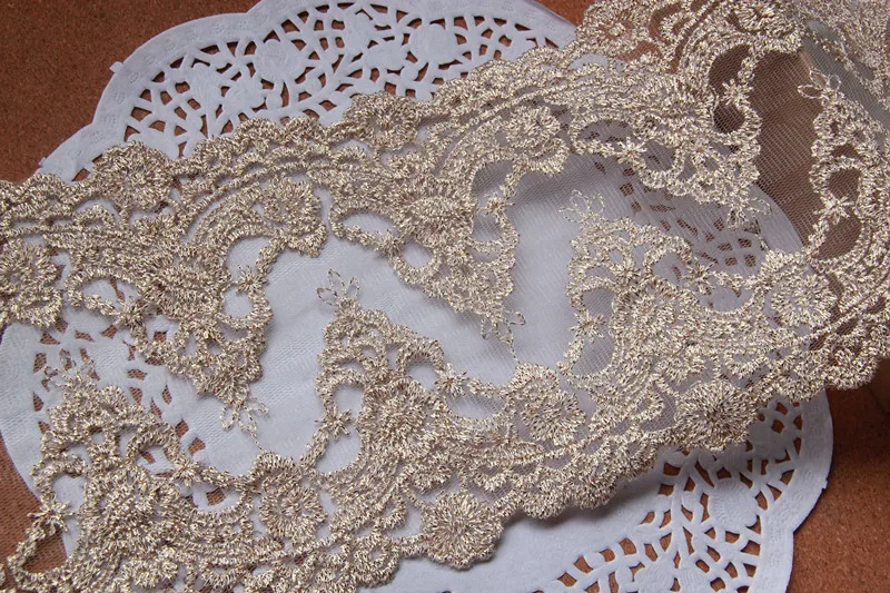 5 yard 13cm 5.11&quot wide gold bridal wedding dress tulle gauze mesh embroidery lace trim ribbon ag6h2 free ship | Дом и сад