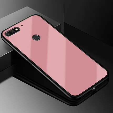 Rose gold Чехол s для huawei Honor 7C 5," /Honor 7C Pro 5,99" Русский чехол, Роскошная рамка из ТПУ+ черная стеклянная крышка, аксессуар на бампер Honor7C - Цвет: Rose gold