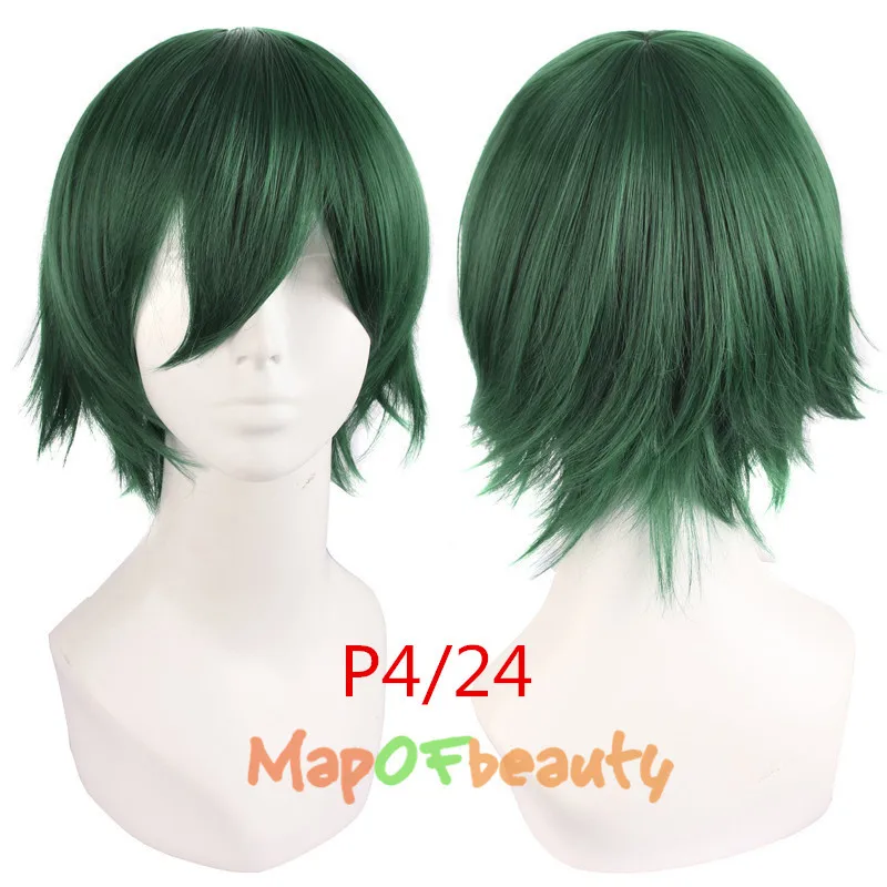 MapofBeauty, 12 дюймов, короткие прямые белые, черные, золотые, красные, коричневые, оранжевые, 23 Цвета, парики для косплея, термостойкие натуральные синтетические волосы