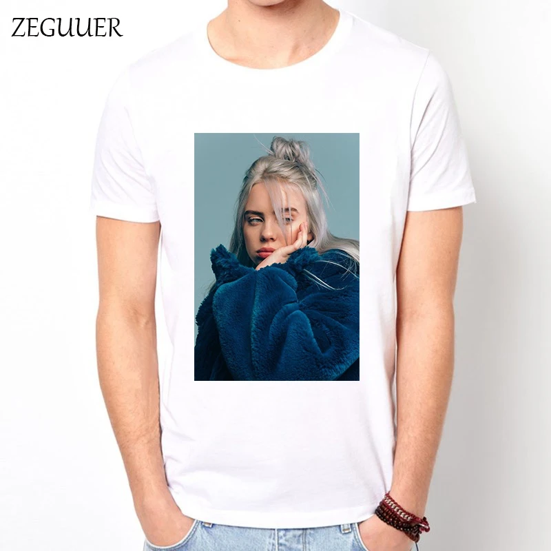 Billie Eilish футболка с коротким рукавом, футболка Harajuku, уличная одежда с принтом, Модная хлопковая Мужская футболка с круглым вырезом, повседневная одежда