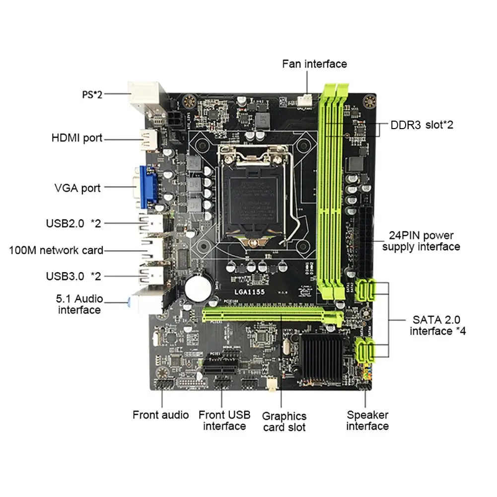 H61 Настольная компьютерная материнская плата разъем LGA 1155 шпильки CPU Порт USB3.0 B75 M