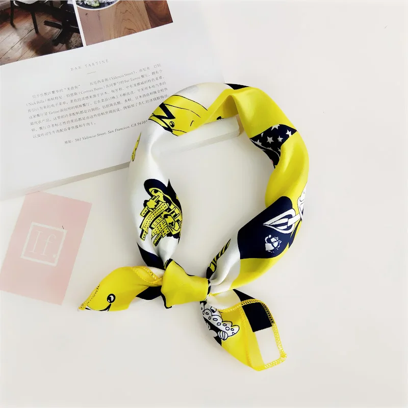 37 50*50 см Модный женский элегантный квадратный шелковый атласный шарф Тощий Ретро головной убор повязка для волос - Цвет: 37
